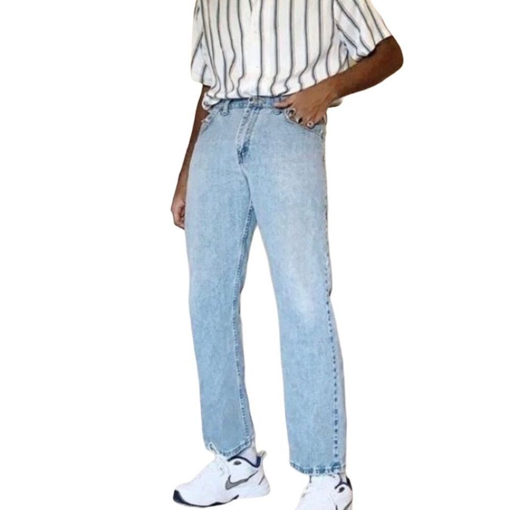 90s Vintage Levi’s 550 Orange Tab Relaxed Tapered Jeans Size 42 x  30 Light Wash